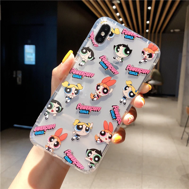 INS Cute US Powerpuff для девочек, полицейский чехол для iPhone 11 Pro X XS Max Xr 8 7 6 6s Plus, прозрачный мягкий чехол из ТПУ с рисунком - Цвет: 1