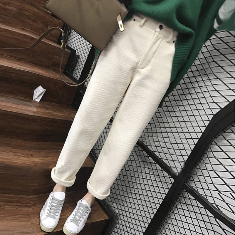 women's winter white corduroy pants