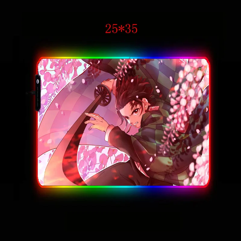 Игровой коврик для мыши Yuzuoan Ghost Face Blade аниме горячая кровь один кусок RGB коврик для мыши светодиодный Подсветка USB полосатый коврик для клавиатуры