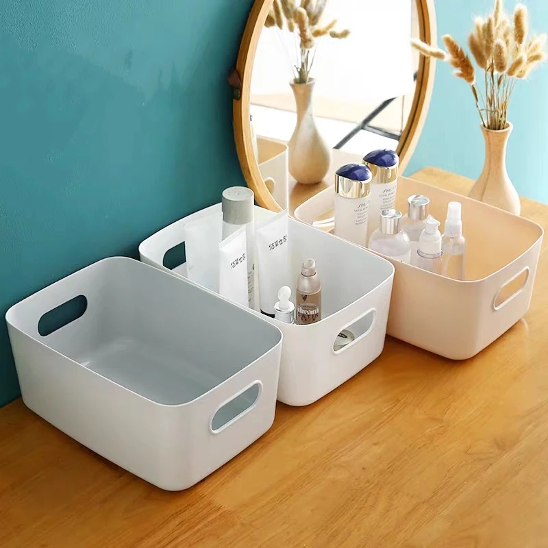 

Sundries Storage Box Table Top Rangement Plastic Square Make Up Organizer For Cosmetics Basket Home Kitchen Finishing Snacks