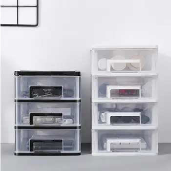 

4 Layers Office Transparent Desktop Drawer Type Storage Box Plastic Mini Cosmetics Storage Organizer Sundries Holder