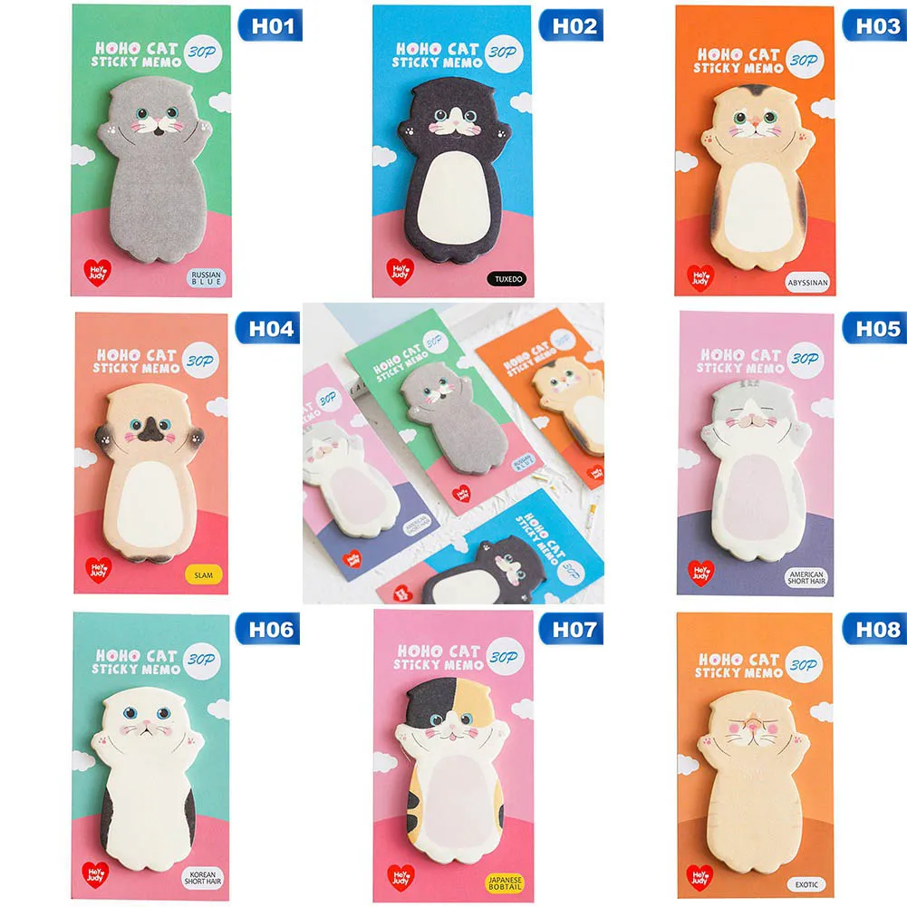 Клейкие стикеры с мультяшным котом клейкие маркеры для почты милые канцелярские