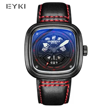 

EYKI Watch Male Mechanical Watch Luminous Sports Watches Man Army Waterproof Leather Wristwatches Square Clock Relogio Masculino