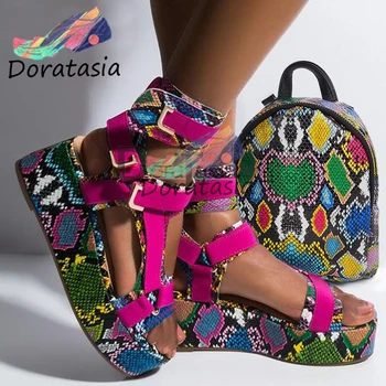 

DORATASIA Luxury Brand INS Hot Colorful Print Sandals Fashion Platform Designer Sandals Women 2020 Summer Wedges Shoes Woman
