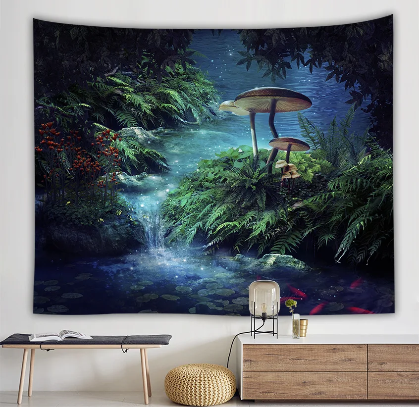 

Trippy Mushroom Tree Tapestry Aesthetics Picture Hippie Psychedelic Tapiz Mandala Wall Hanging Carpet Witchcraft Dorm Home Decor