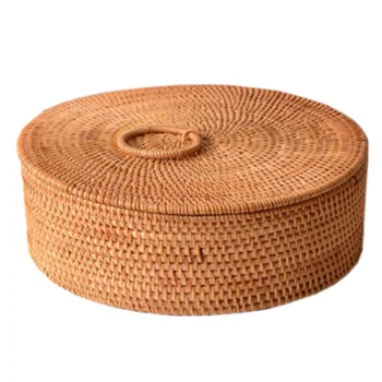 

Basket Rattan Storage Tissue Key Package New Year Paper Sundries Hand Made Round Rectangle Cover Dried Fruit