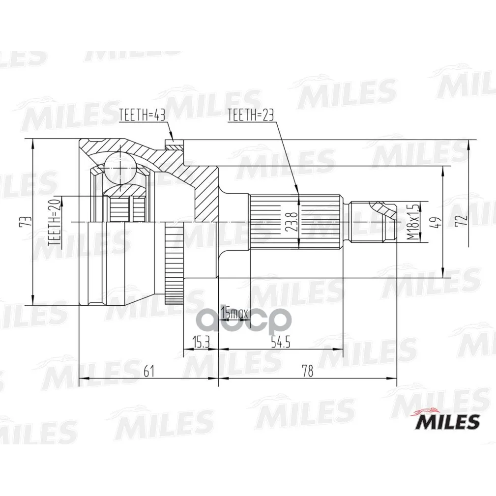 Шрус Opel Agila A/Suzuki Wagon R Ii 1.0-1.3 00-08 Нар. Abs Miles Ga20564 Miles арт. GA20564