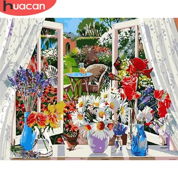 

HUACAN DIY Pictures By Numbers Flower Kits Coloring By Number Drawing On Canvas Hand Painted Picture Art Gift Home Decor