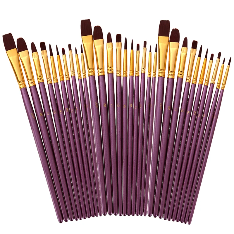 

50 PCS Nylon Hair Paint Brushes Set Artist Paintbrush Lot Multiple Mediums Brushes for Watercolor Gouache Oil Painting Drawing