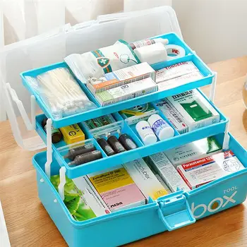 

Home Multi-layer Medical Box Portable First Aid Medical Case Emergency Storage Box ( Size S)