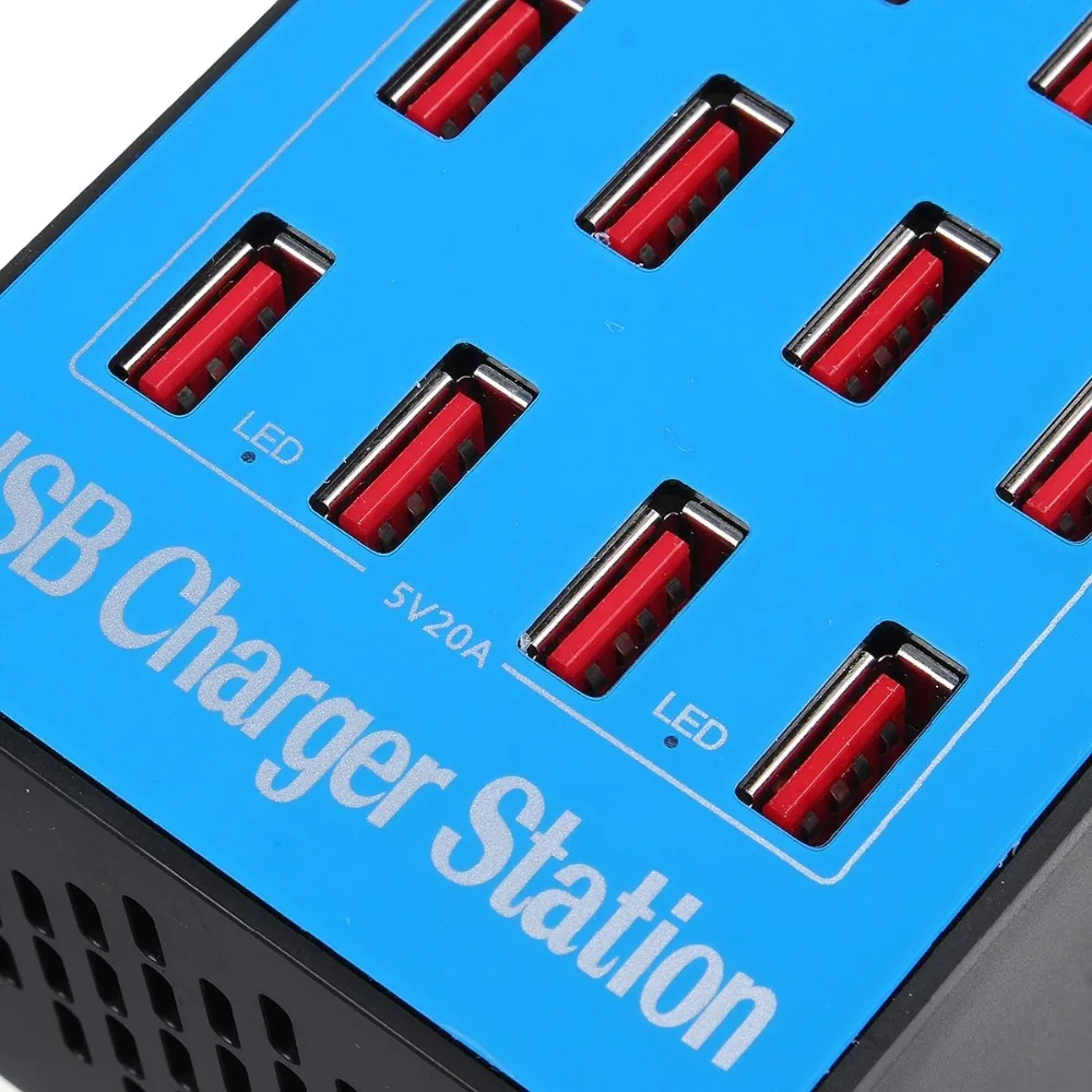 20A мульти-устройство USB Смарт зарядное устройство адаптер с 20 портами адаптер питания док-станция Подставка держатель США ЕС Великобритания AU разъем для дома путешествия