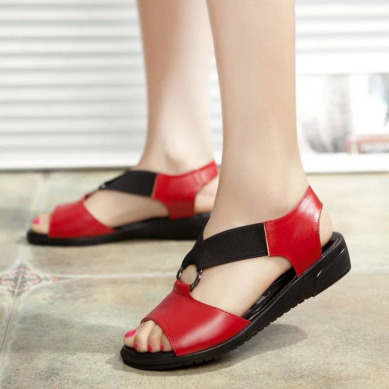 

2019 Summer New Style Pregnant Women Flat Sandals Korean-style Women's Middle-aged Soft Bottom Flat Heel Anti-slip Mom Genuine L