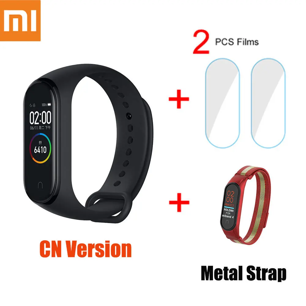 Xiaomi mi смарт-браслет 4 цветной экран mi Band 4 смарт-Браслет фитнес-трекер для измерения сердечного ритма спортивные водонепроницаемые Смарт-часы - Цвет: package 9