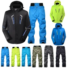 Лыжный костюм для сноуборда, водонепроницаемые ветрозащитные утепленные куртки+ лыжные штаны, мужские зимние уличные спортивные зимние костюмы