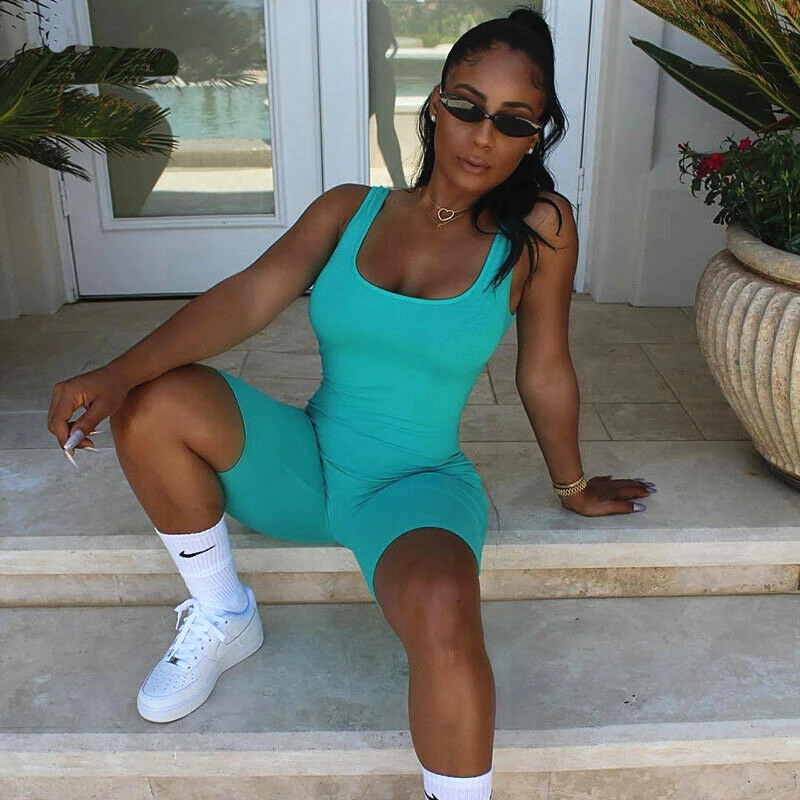 Mujeres Sexy de verano Casual de deporte mono ajustado para fiesta mono de mameluco pantalones cortos ropa de verano