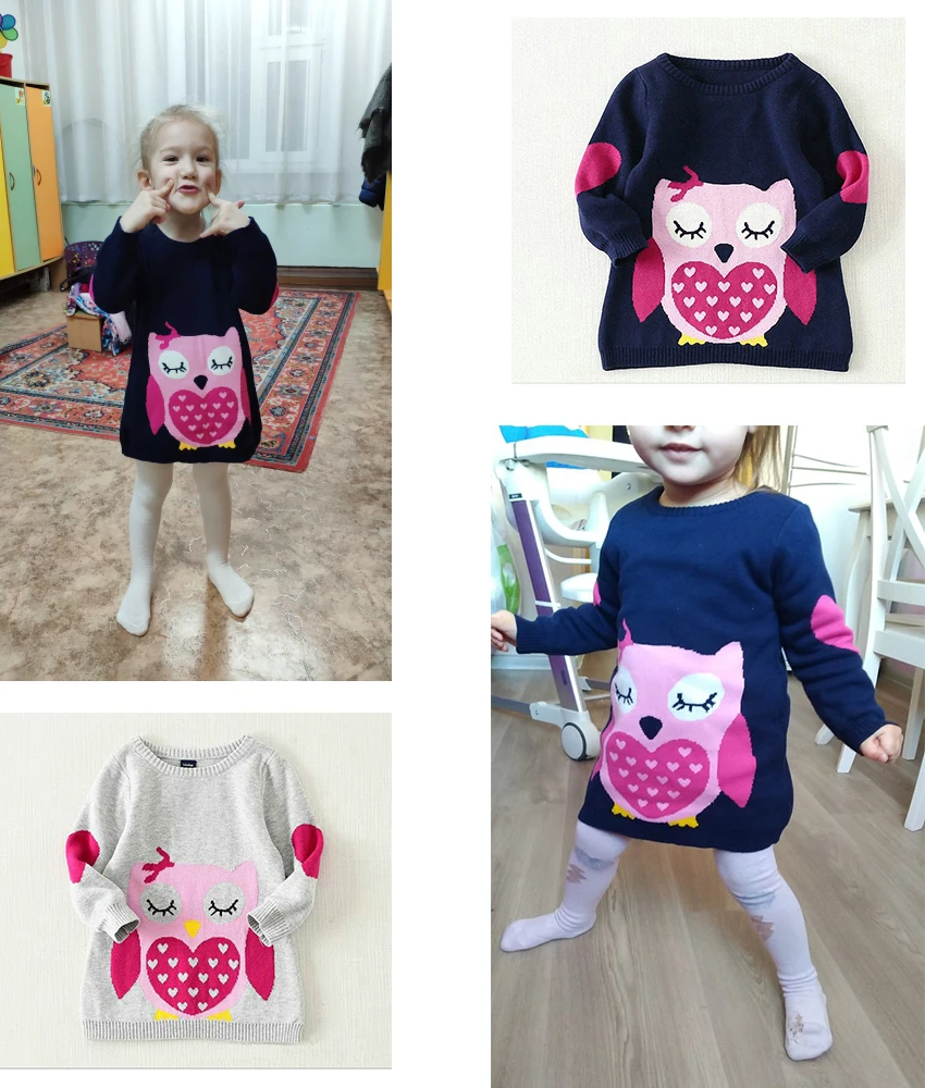 Belababy/брендовые свитера для маленьких девочек; Сезон Зима; Новинка года; вязаная одежда с длинными рукавами для девочек; детский осенний свитер с рисунком совы для девочек