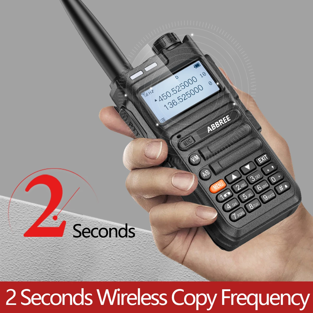 ABBREE AR-F5 Walkie Talkie Беспроводная копия частоты 10 Вт Мощный 136-520 МГц приемник USB зарядка