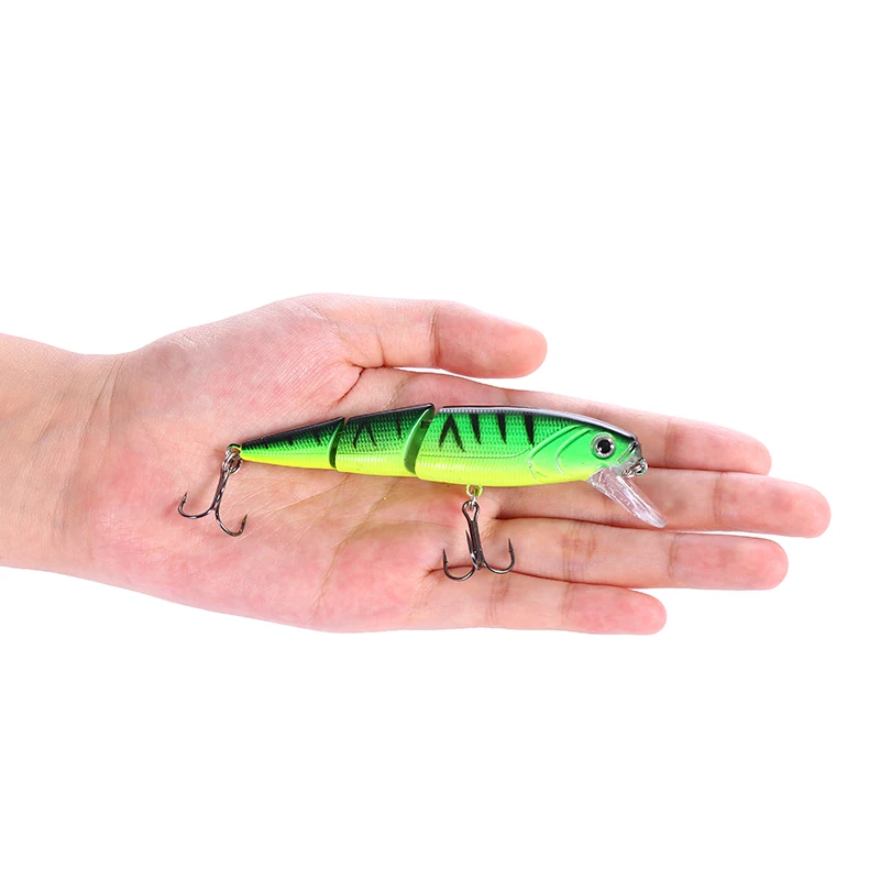

Colorful Minnow Fishing Lure 3 segments Hard Artificial Bait 3D Eyes 11cm 15.3g Fishing Wobblers Crankbait Plastic Fish Tackle