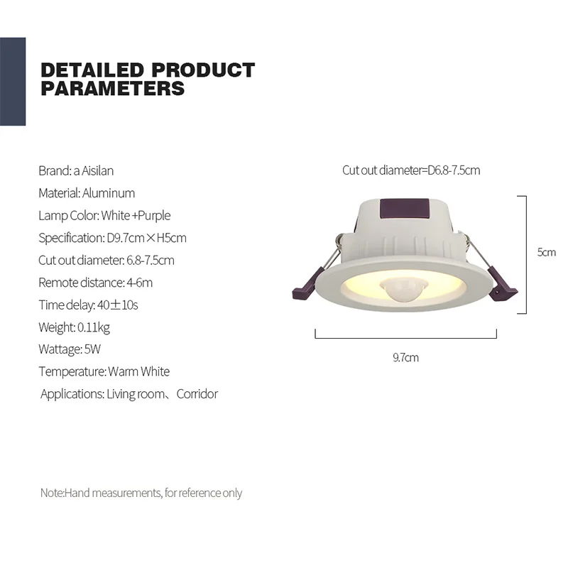 Aisilan светодиодный светильник с инфракрасным датчиком вниз светильник с датчиком тела вниз светильник потолочный свет с датчиком движения коридор проход точечный светильник