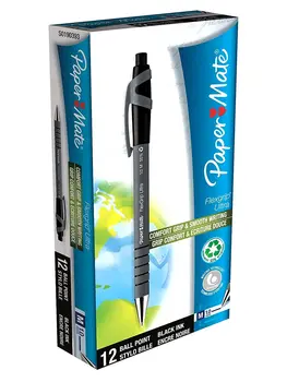 

Paper Mate Flexgrip Ultra ballpoint pen, medium point (1mm), black, pack of 12 pens