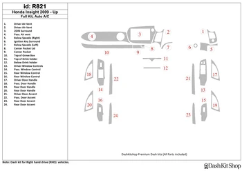 

Interior lining for Honda Insight 2009-up. Set r821.