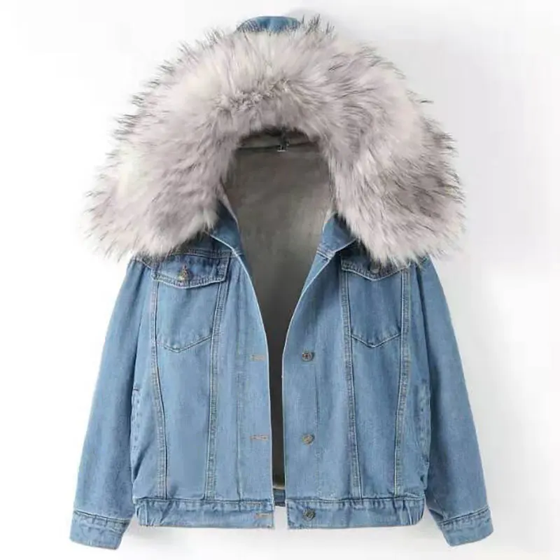 

Denim Velvet Jacket Women Autumn Winter New Loose Hooded Thick Cotton Coat Korean College Short Lambswool Female Jacket 2019 New