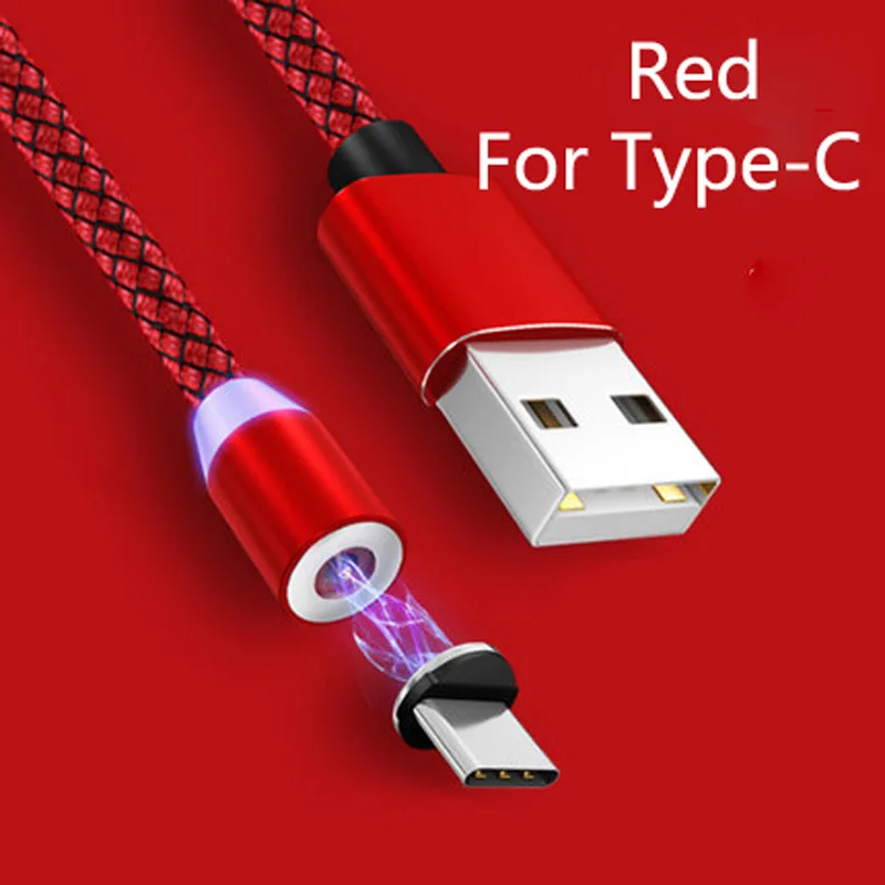 1 м нейлоновый Магнитный кабель для быстрой зарядки Micro usb type C для iPhone huawei mate 30 Pro P30 P20 P10 Lite Plus кабели для мобильных телефонов - Цвет: Red For Type-C