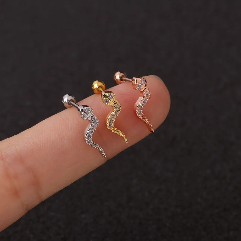 Серьга гвоздик Sellsets из нержавеющей стали с фианитами украшение для пирсинга