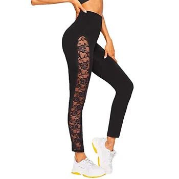 

Women Sexy Lace Pants Leggings Stretch Skinny Hollow Out Patchwork Pencil Pants High Waist Leggings