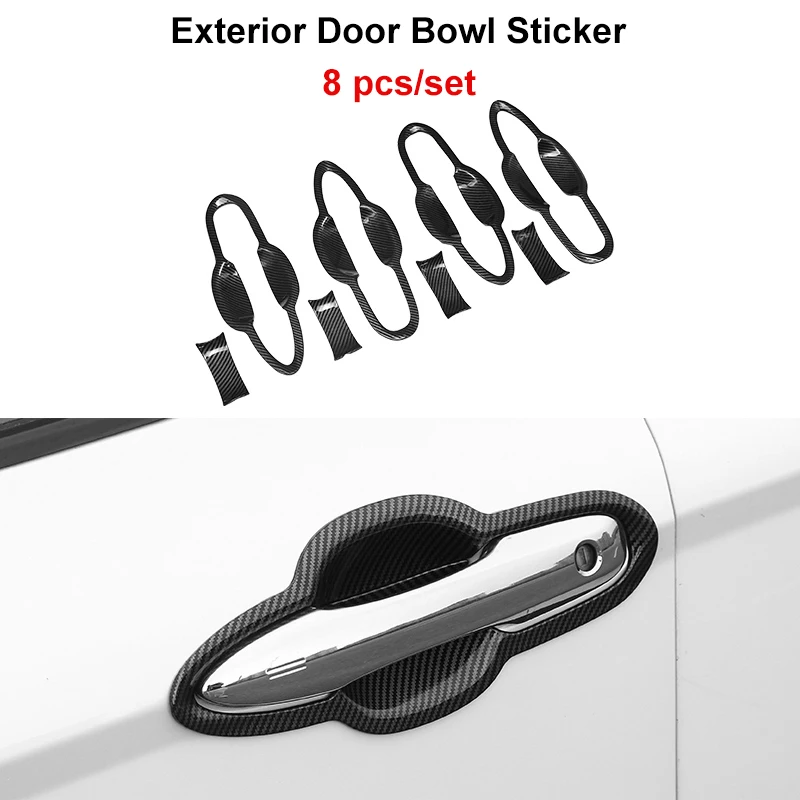 Door Bowl 8Pcs QHCP крышка зеркала заднего вида дверная ручка чаша рамка окна треугольник жалюзи наклейки ABS углеродное волокно для Toyota Camry - Название цвета: Door Bowl 8Pcs