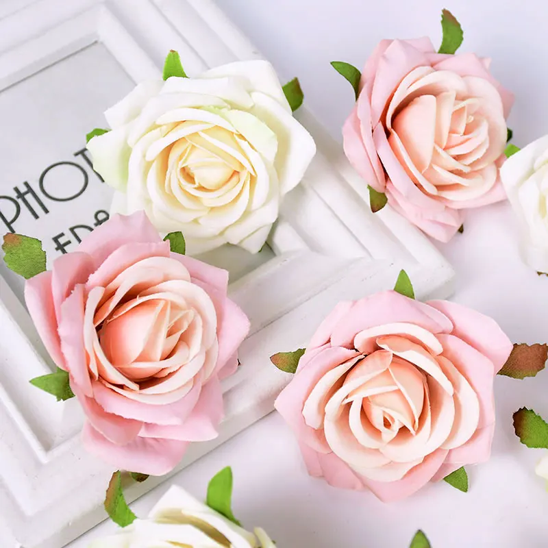 5pcs 7cm Silk Rose Artificial Flowers Rose Flower Head For Wedding