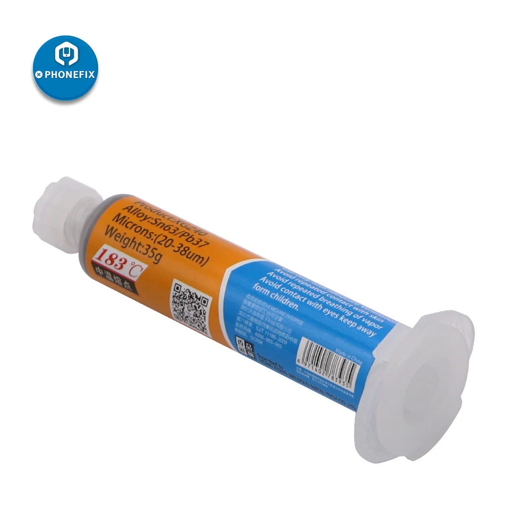 Mechanic 35g BGA Tin Solder Paste Leaded Sn63/Pb37 Syringe Liquid Flux Melting Point 183Degree PCB Repair Stencil Soldering Tool gas welding torch