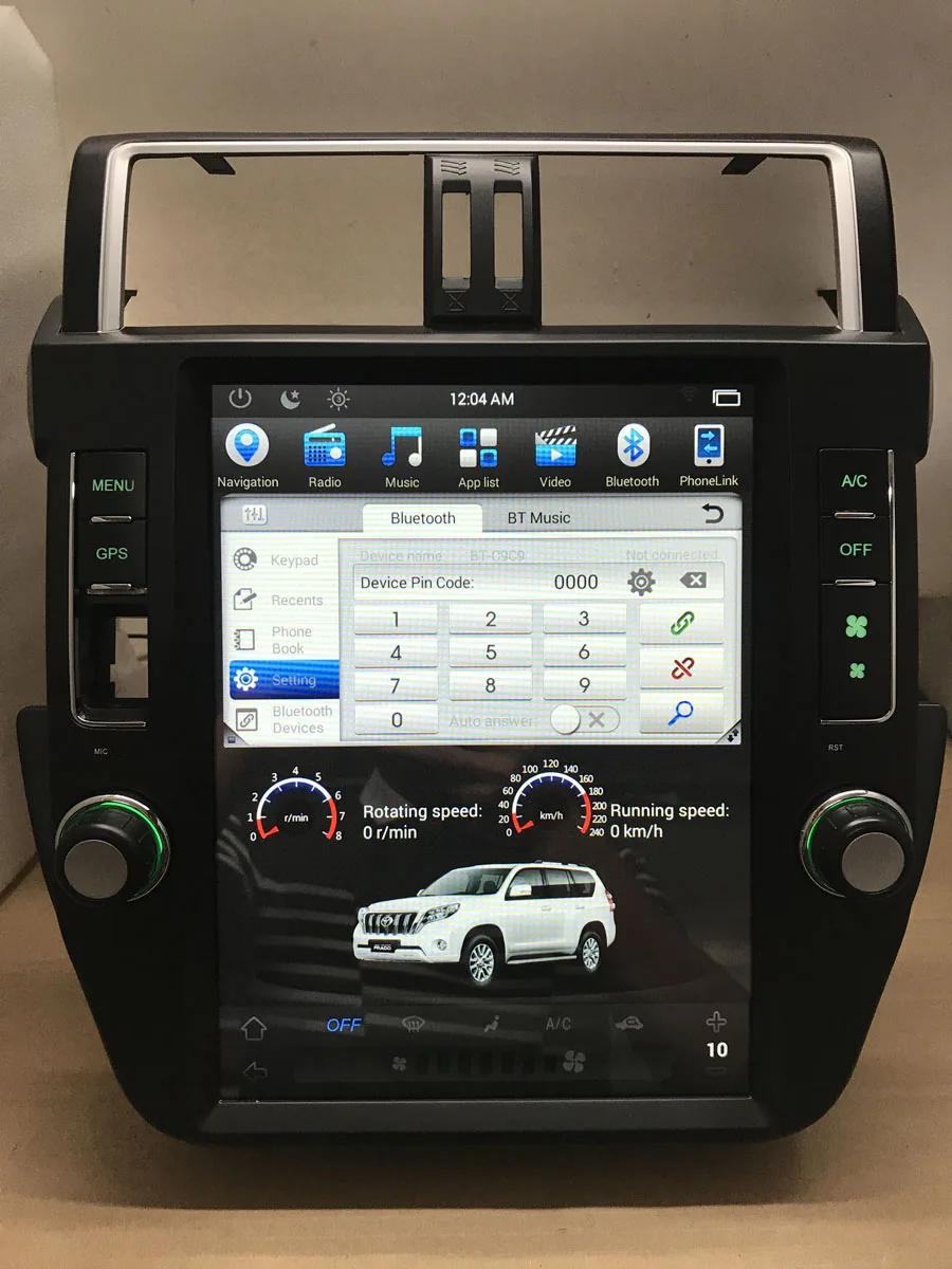 12," tesla стиль вертикальный экран android 6,0 четырехъядерный 32G Автомобильный gps Радио навигатор для Toyota prado