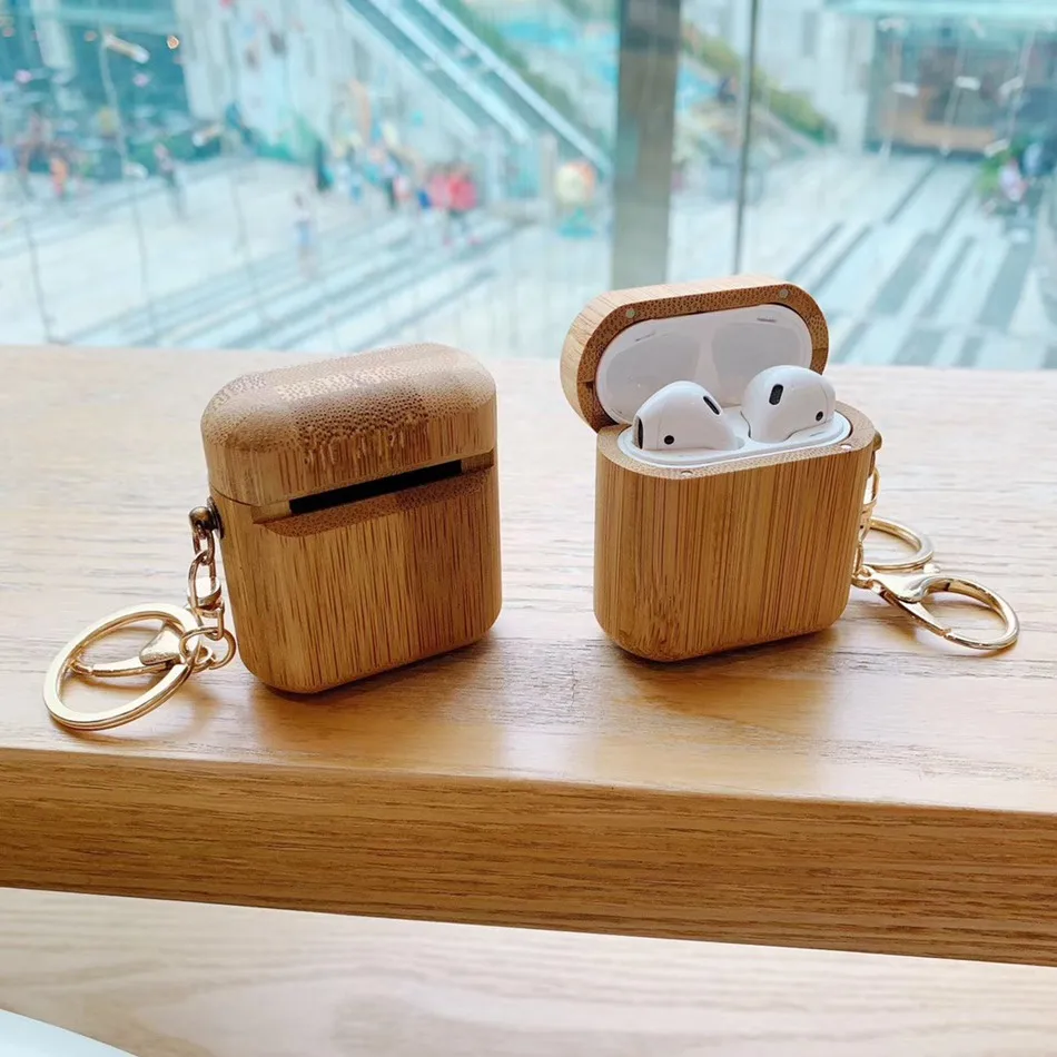 Винтажный чехол для наушников Airpods 2 Роскошный Apple Air Pods 1 деревянные кожаные