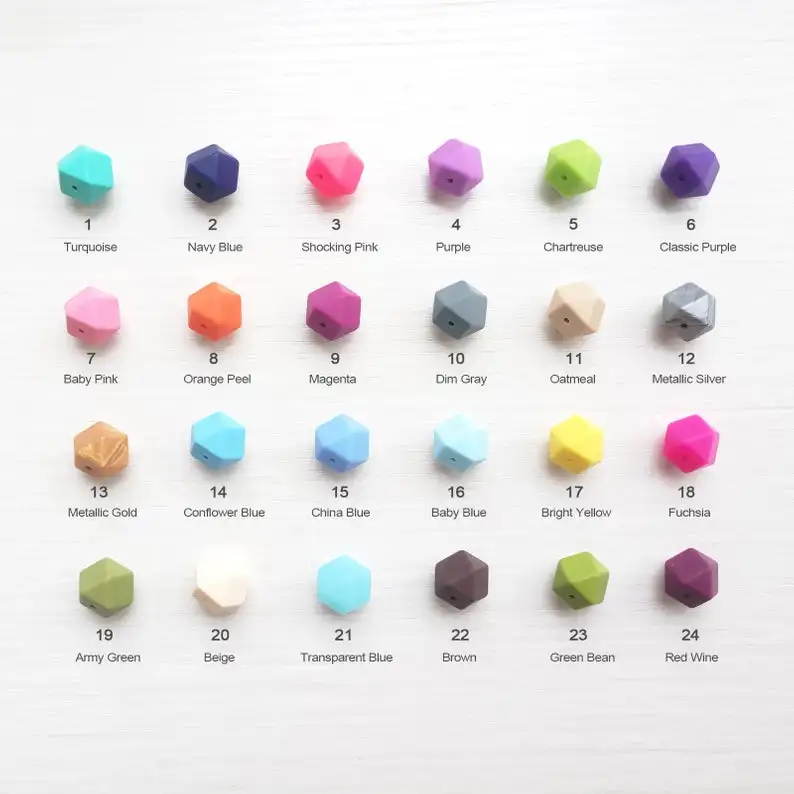14 мм Силиконовые шестигранные шарики Еда Класс Силиконовые Зубные бусины, Прорезыватель для зубов игрушки аксессуары