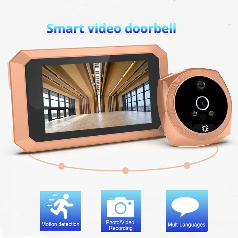 Video Doorbell Digital Peephole 3.5" Indoor Screen Monitor Door Camera Viewer Motion Detection Photo Auto Record Home Security