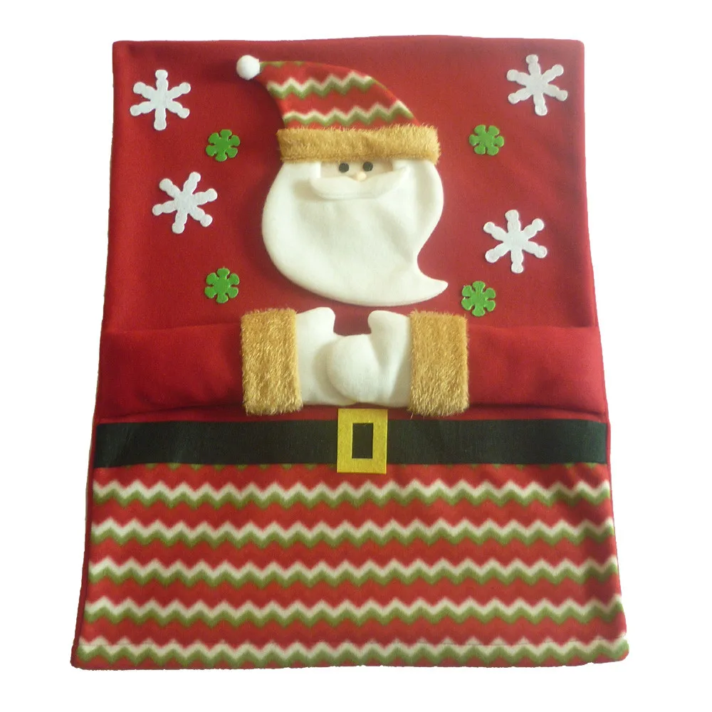 Soft 1Chair Cover Stylish Festival Christmas Ornaments Embroidered Words Chair Back Cover For Christmas Kitchen Dinner Decor