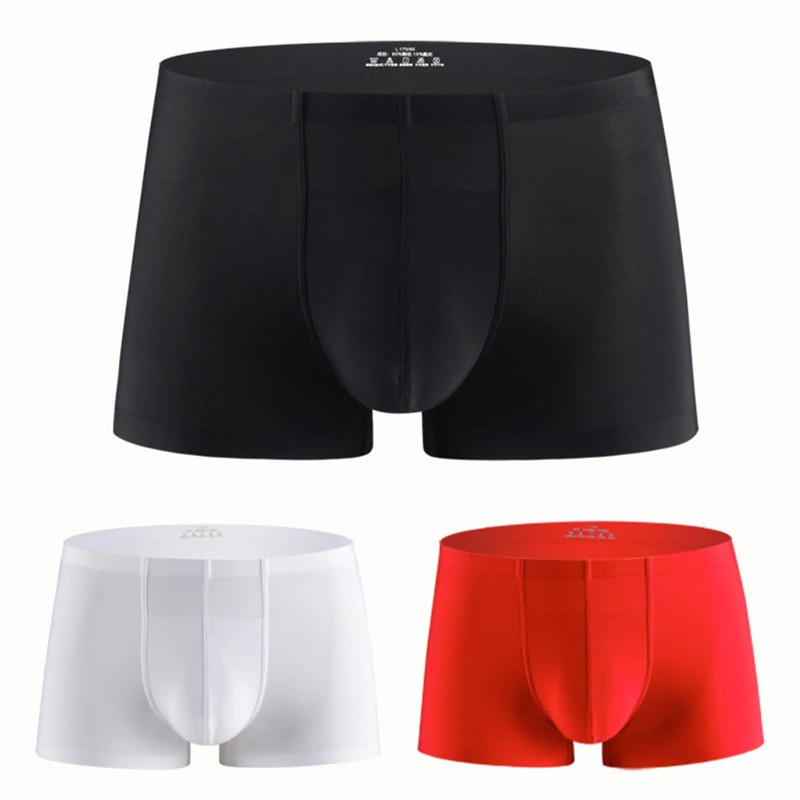 DENNYLITER Ice Silk Underwear Men Boxers Homme Comfortable Underpants Soft Breathable Lace Sexy Panties Women Lovers Underwear