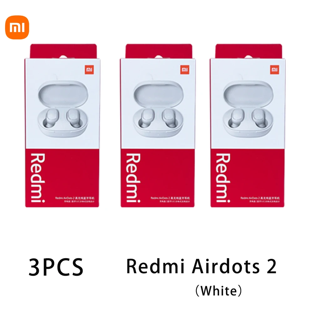 Xiaomi Redmi Airdots 2 Earbuds True Wireless Earphone  Noise Reductio Headset With Mic Tws Original Xiaomi Airdots S 1/3/6 pcs 