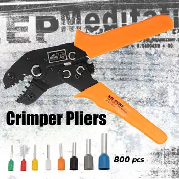 

0.25-6mm2 24-10AWG Electrical Ratchet Crimping Pliers Tool With 800 Wire Stripper Crimper Self-adjusting Tool Terminal Kit