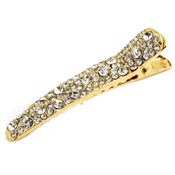 

Bling Bling Rhinestones Decor Gold Tone Metal Alligator Hairclip
