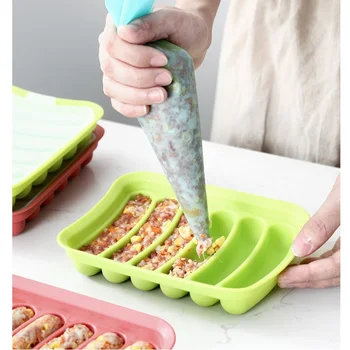

Silicone Sausage Mould Manual Vegetable Twister Manual Ham Making Tools Brush Squeeze Meat Bag Baby Complementary Baking Kitchen