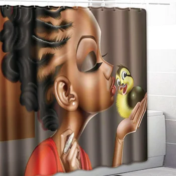 

3D Black Girl Shower curtains With Hooks Home Decorative Bath Curtain Waterproof Shower Curtain Bathroom Curtain