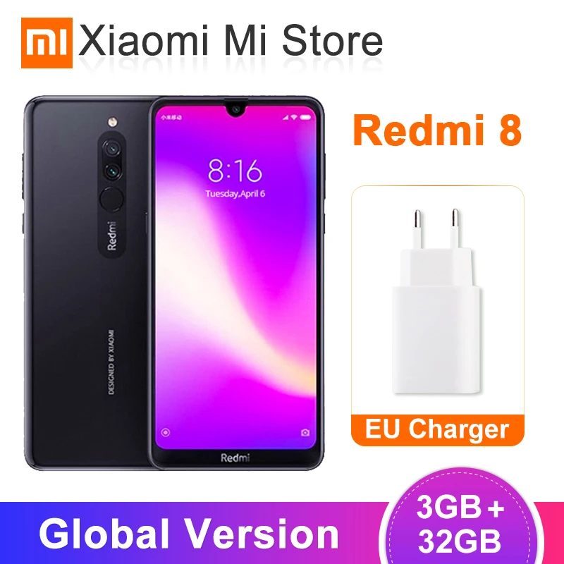 

In Stock Global Version Xiaomi Redmi 8 3GB 32GB Snapdragon 439 Octa Core 12MP Dual Camera Mobile Phone 5000mAh Large Battery OTA