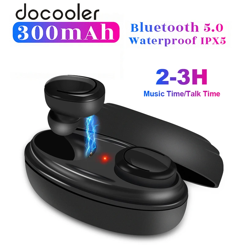 

docooler T12 TWS Wireless Bluetooth 5.0 Sport Earphone Headphone W/Mic True Mini Earbud Stereo Music HandFree Cordless For Phone