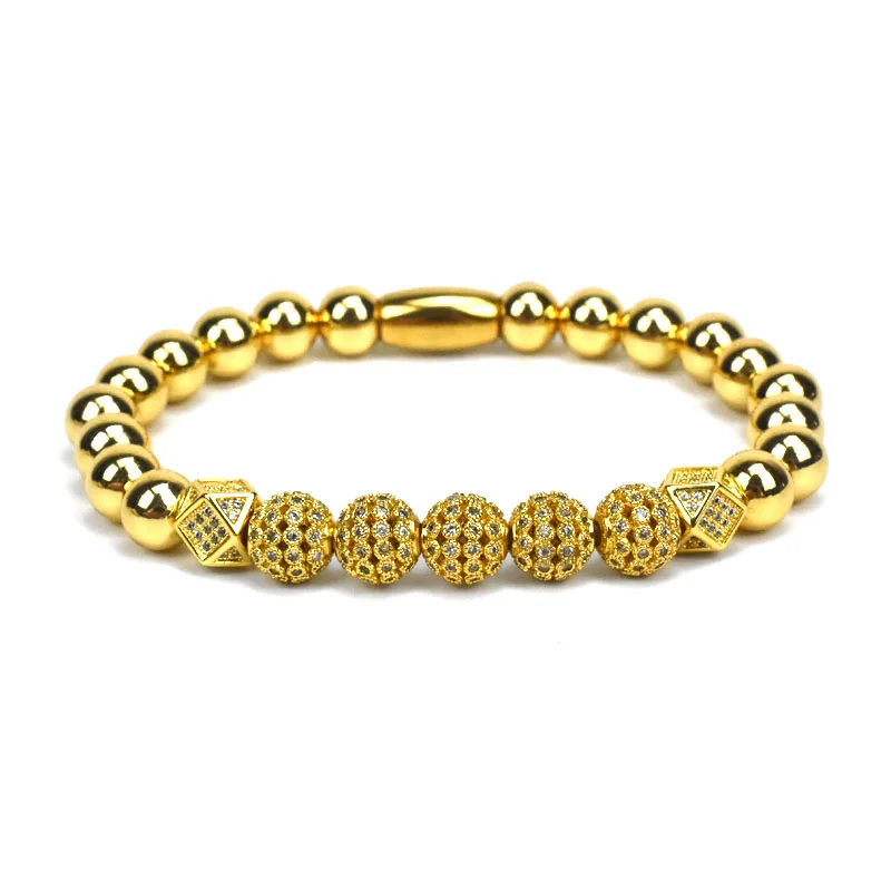Nine forever золотой браслет из медного бисера мужской ювелирный шар шармы браслеты для женщин pulseira masculina femme bileklik - Окраска металла: golden ball