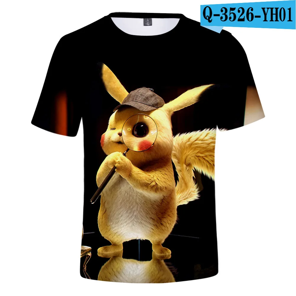 COLOR 1 3-20Year 3D фильм детектив Pokemon футболка «Пикачу» для детей; футболки для девочек; модные летние повседневные футболки с рисунком из аниме одежда с героями мультфильмов, милые - Цвет: COLOR 1