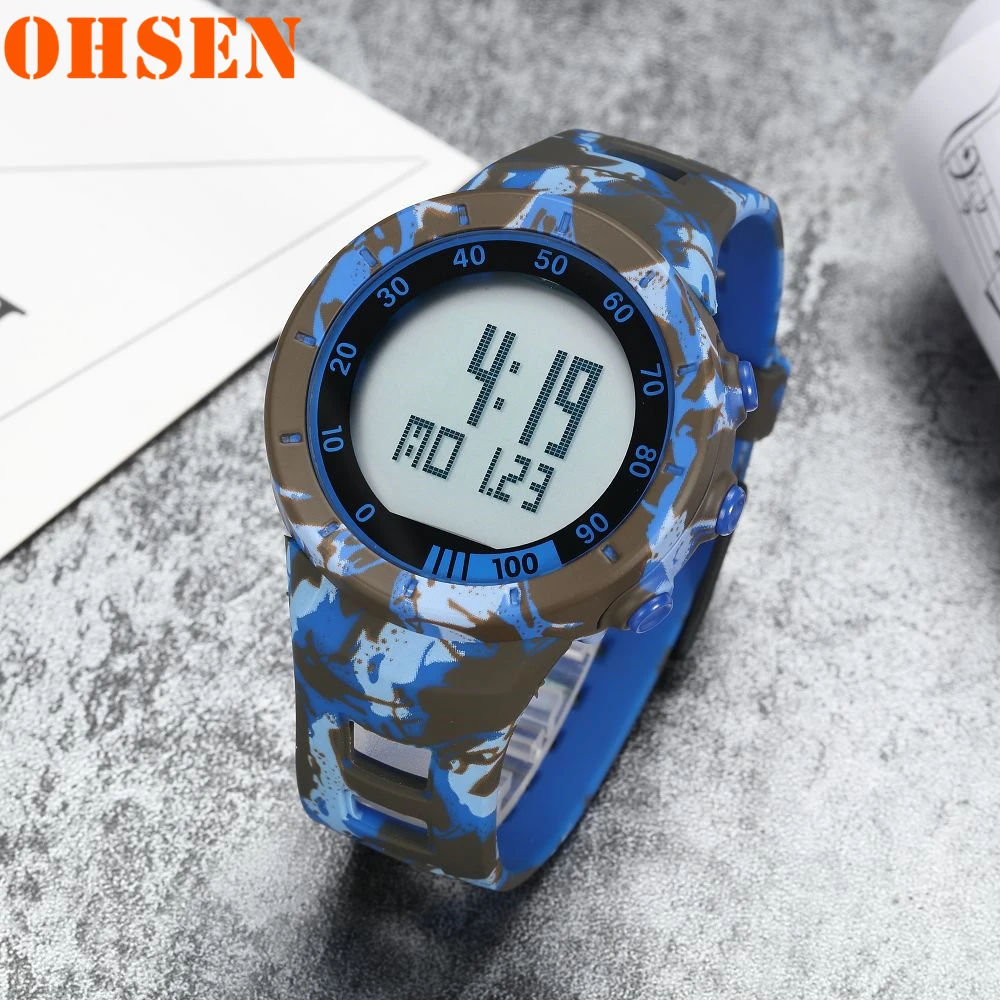 Camouflage Blue Горячая наручные часы OHSEN, Для мужчин спортивные часы Мульти Функция спортивные наручные часы в стиле милитари светодиодный цифровой двигаться Для мужчин t Резиновые наручные часы Для мужчин s электронные часы - Цвет: Camouflage Blue