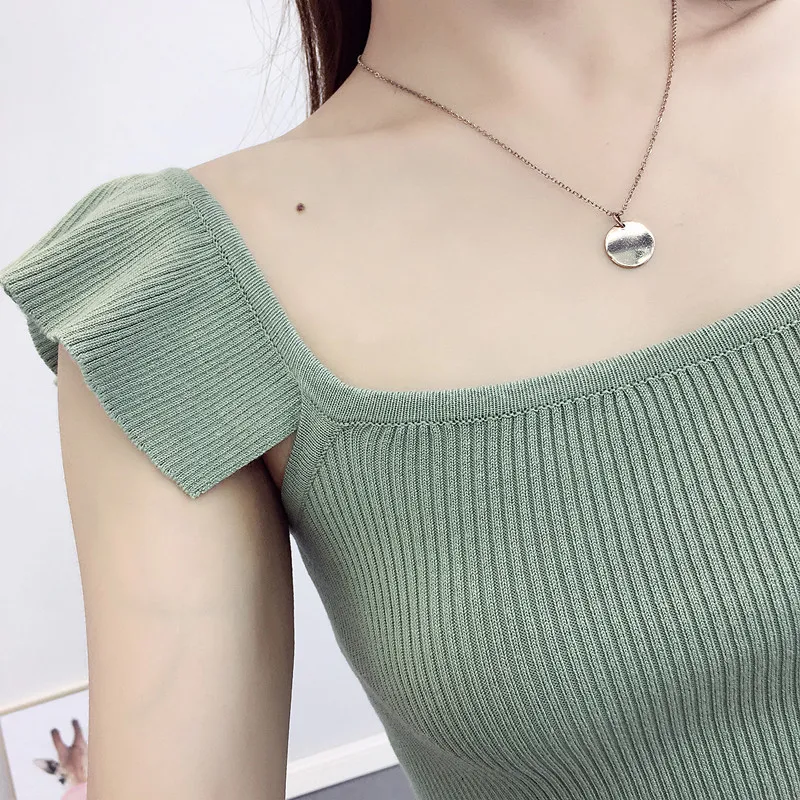 Летние новые сексуальные тонкие Новые однотонные с оборками милые изысканные красивые кофточки модная одежда для спортзала