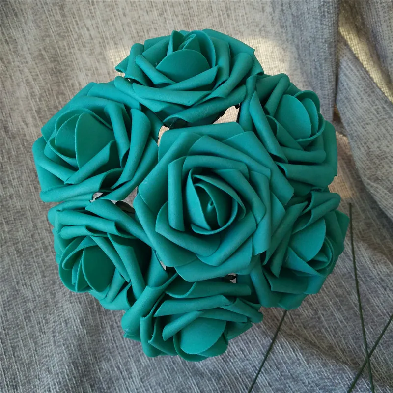 Бирюзовые цветы искусственные 100 шт. бирюзовые зеленые розы для свадебного украшения центральные цветочные композиции